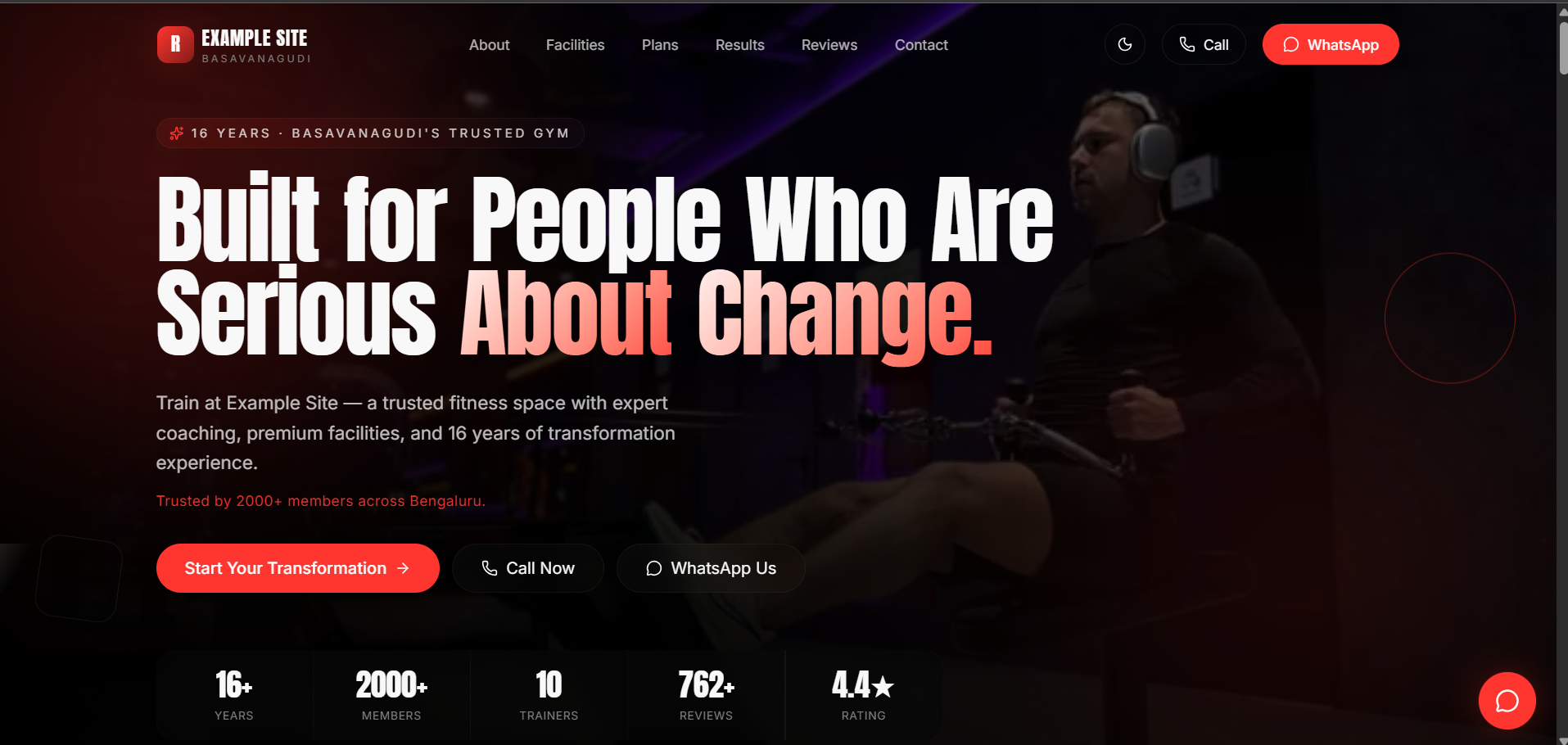 Gym Website — Fitness · Gym Website built by Sai Ganesha MS, website developer in Bengaluru, India