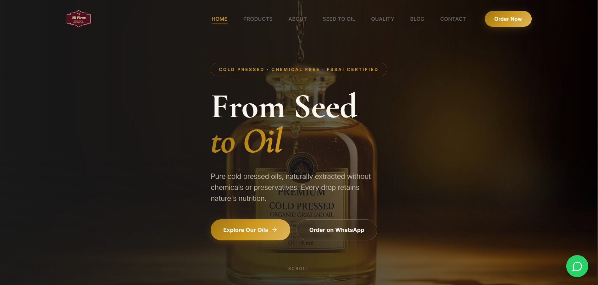 OilFirst — Ecommerce Website built by Sai Ganesha MS, website developer in Bengaluru, India
