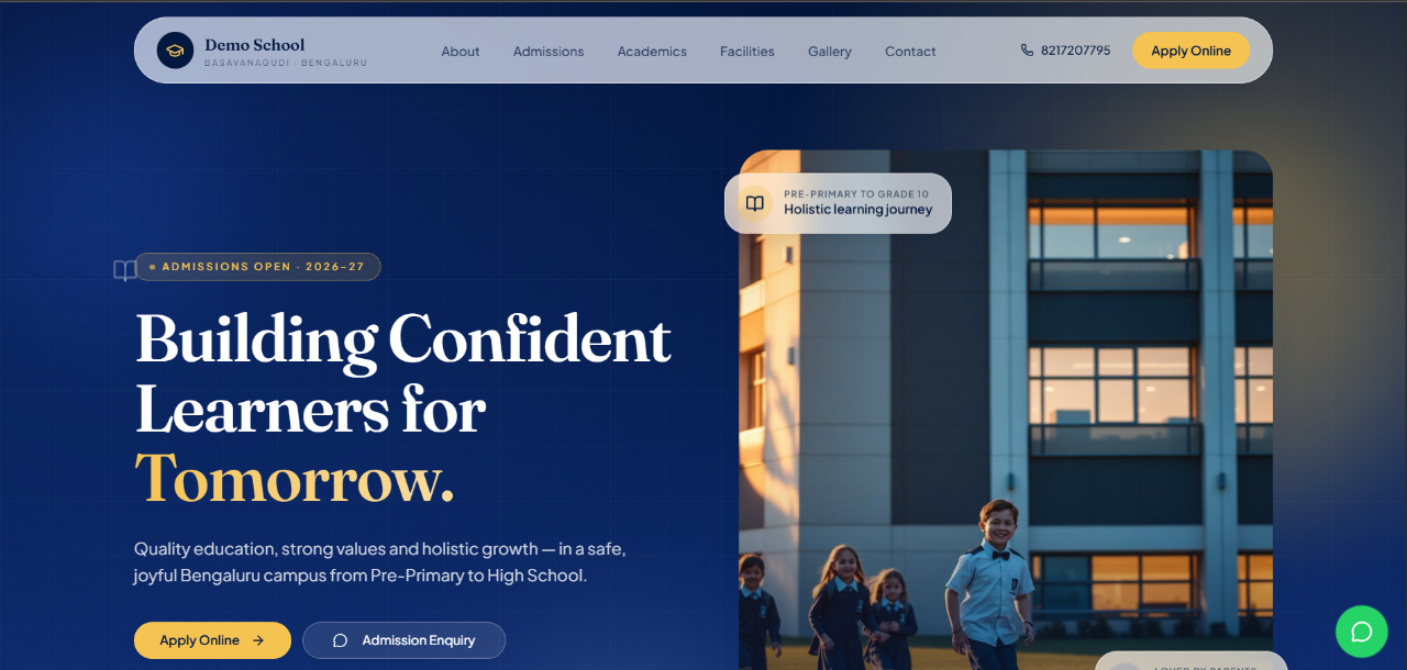 School Website — Education Website built by Sai Ganesha MS, website developer in Bengaluru, India